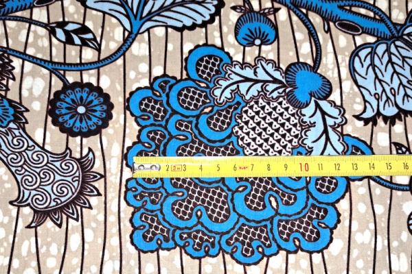 BLUE ORIENTAL FLOWERS Afrikanischer Wax Print Stoff